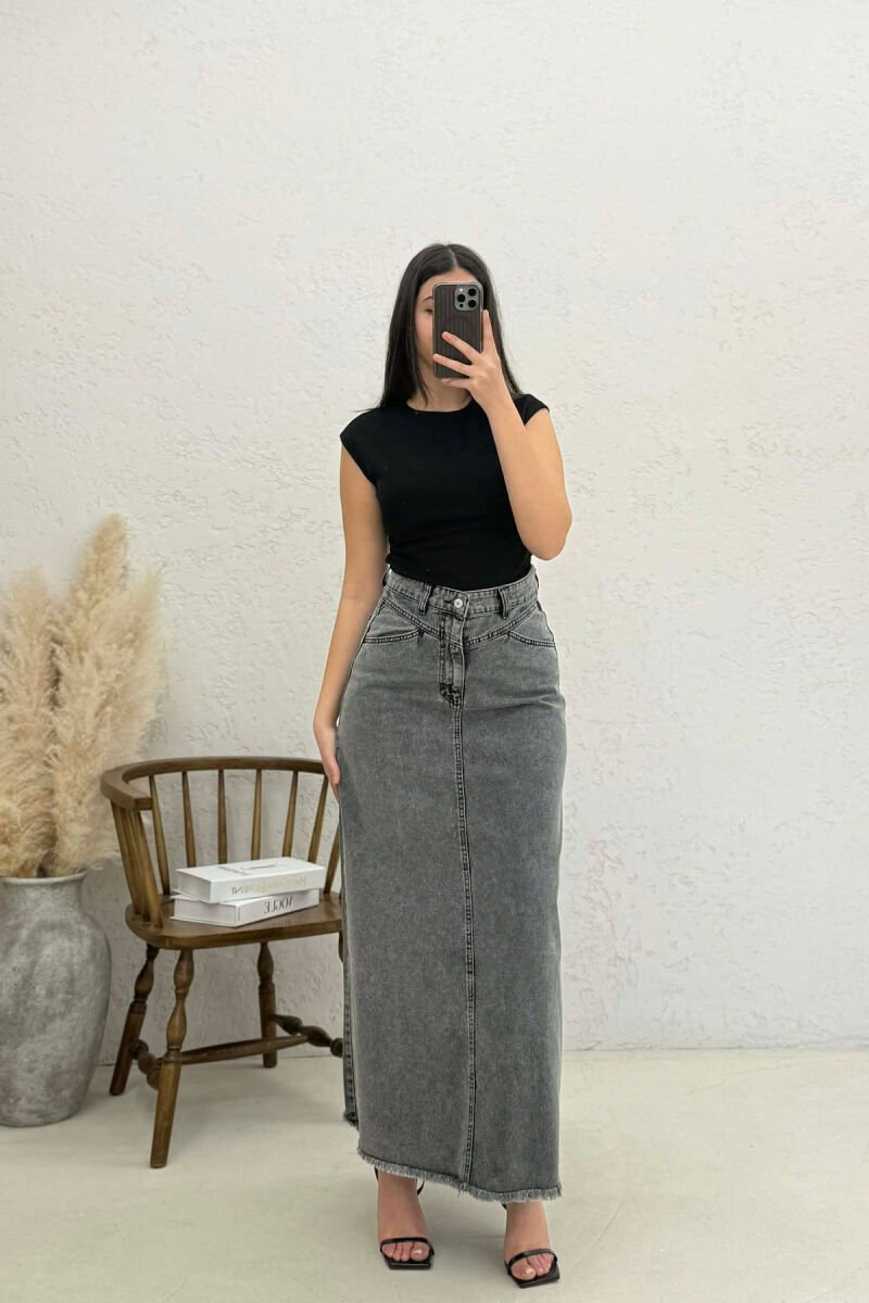 LONG DENIM WOMEN SKIRT DARK GREY/GEE - 1