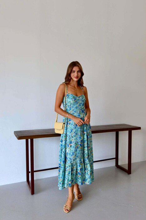 LONG FLOWER DESIGN WOMEN DRESS MULTIPLE/SHNGJ - KLAUDIO FASHION