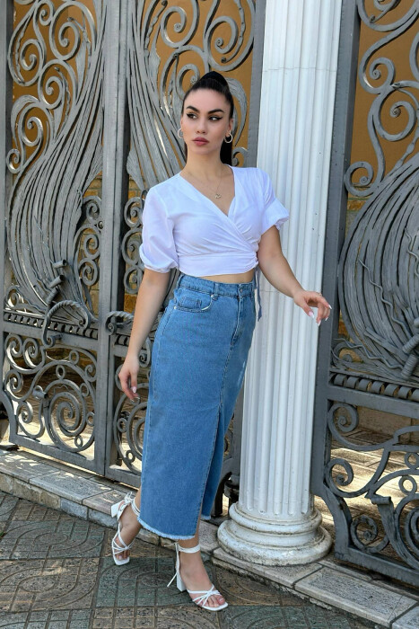 LONG JEAN WOMAN SKIRT BABY BLUE/BLU BY - 2