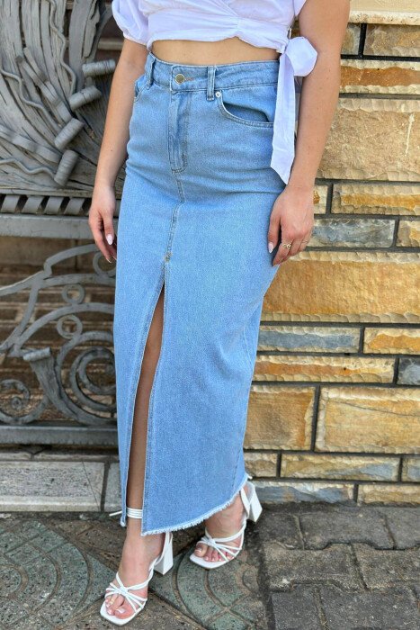 LONG JEAN WOMAN SKIRT LIGHTBLUE/BZ - KLAUDIO FASHION