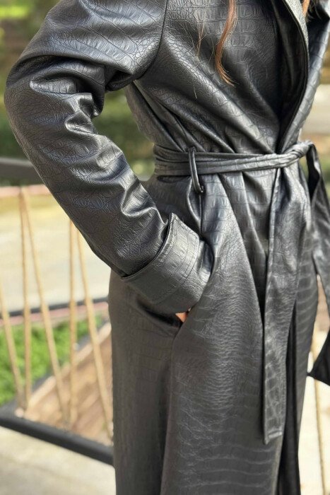 LONG LEATHER LACING WOMEN JACKET BLACK/ E ZEZE - 6