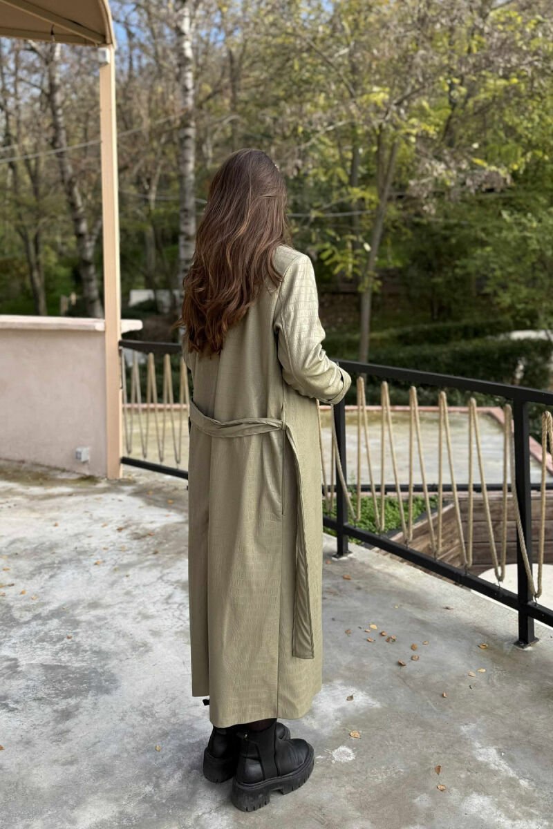 LONG LEATHER LACING WOMEN JACKET GREEN/JESHILE - 6