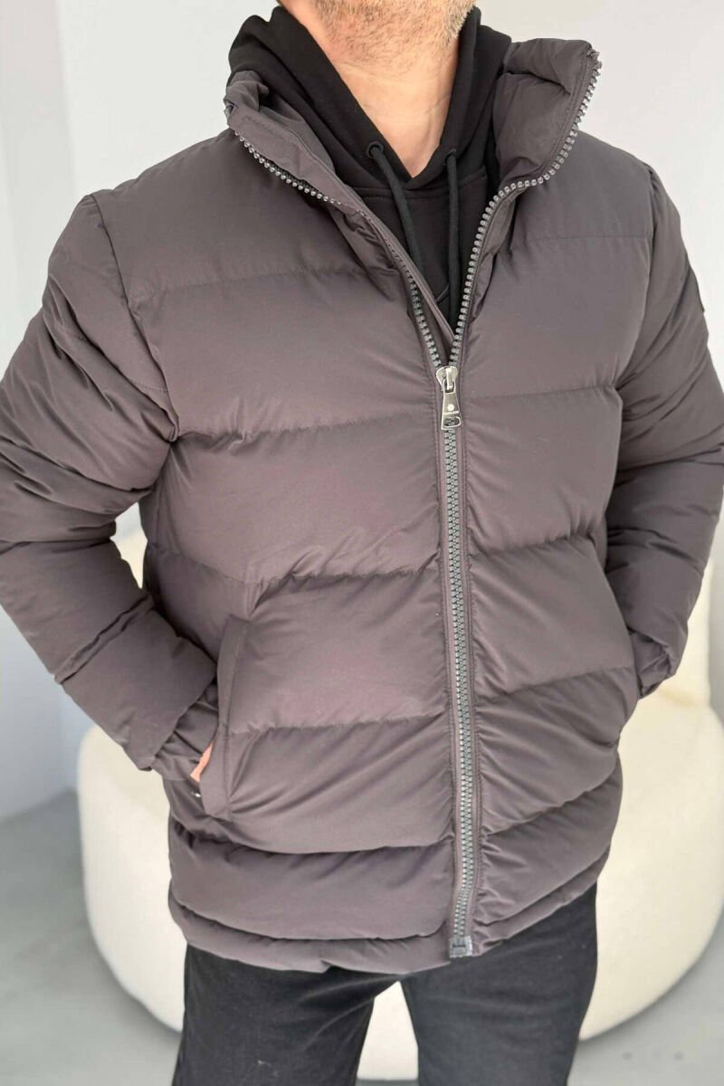 HIGH NECK MEN PUFFER JACKET DARK GREY/GEE - 2