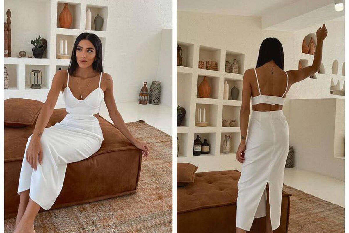 LONG ONE COLOR DRESS WHITE-E BARDHE - 1
