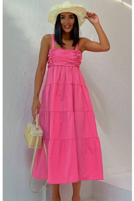 LONG ONE COLOR WOMAN DRESS BABY PINK/ROZB - KLAUDIO FASHION