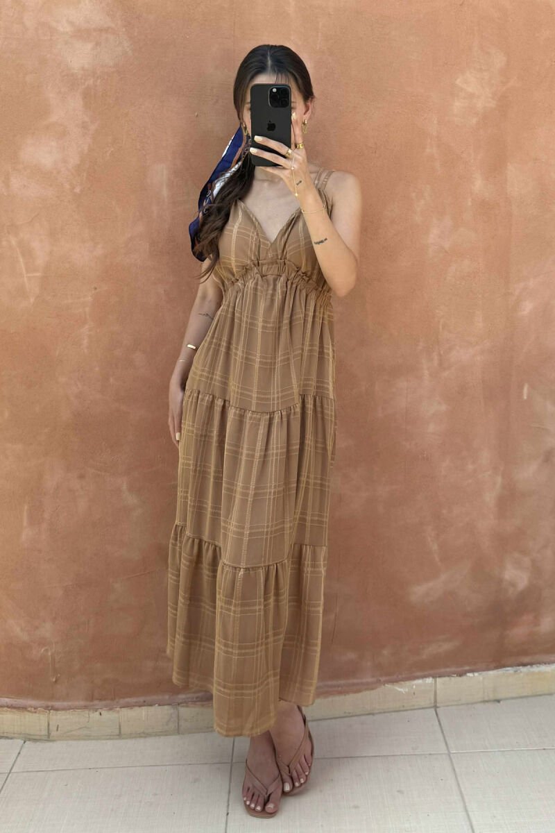 LONG OPEN BACK WOMAN DRESS BROWN/KAFE - 3