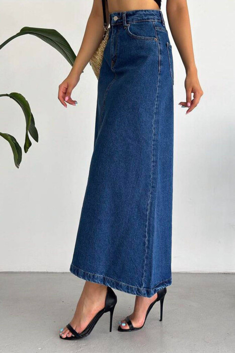 LONG SIMPLE ONE COLOR WOMEN SKIRT BLUE/BLU - 2