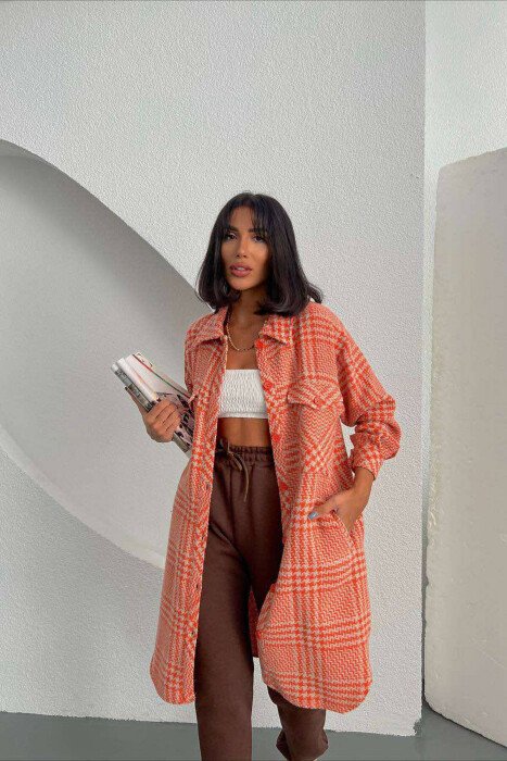 KËMISHË E GJATË E THJESHTË PËR FEMRA NË NGJYRËN PORTOKALLI - KLAUDIO FASHION