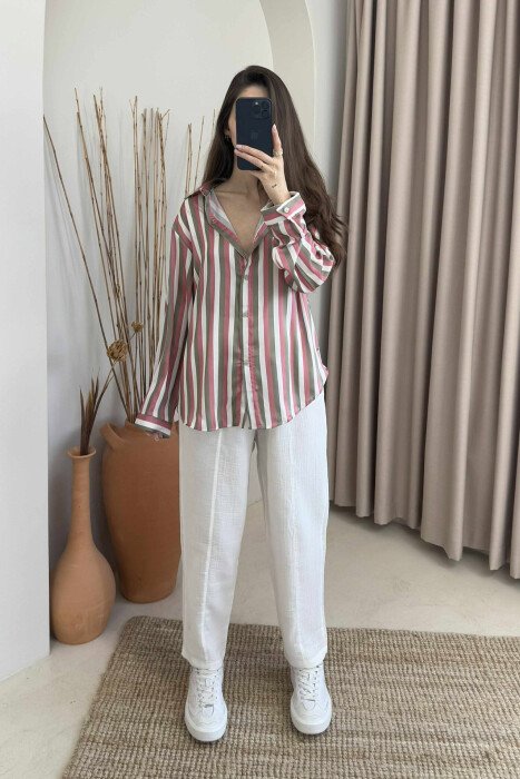 LONG SLEEEVE STRIPES DESIGN WOMEN SHIRT MULTIPLE/SHNGJ - 1
