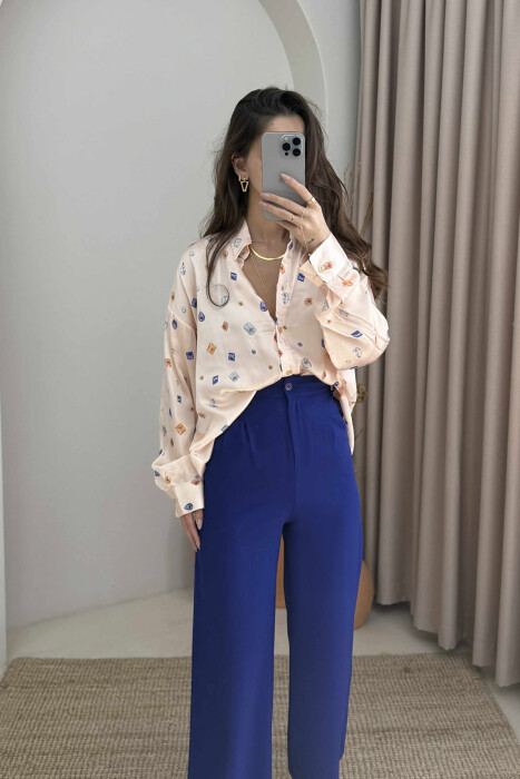 LONG SLEEVE GEMS DESIGN WOMEN SHIRT POWDER/PUDER - 1