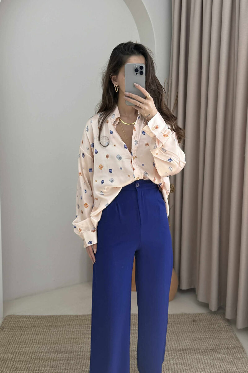 LONG SLEEVE GEMS DESIGN WOMEN SHIRT POWDER/PUDER - 1