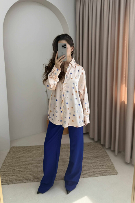 LONG SLEEVE GEMS DESIGN WOMEN SHIRT POWDER/PUDER - 2