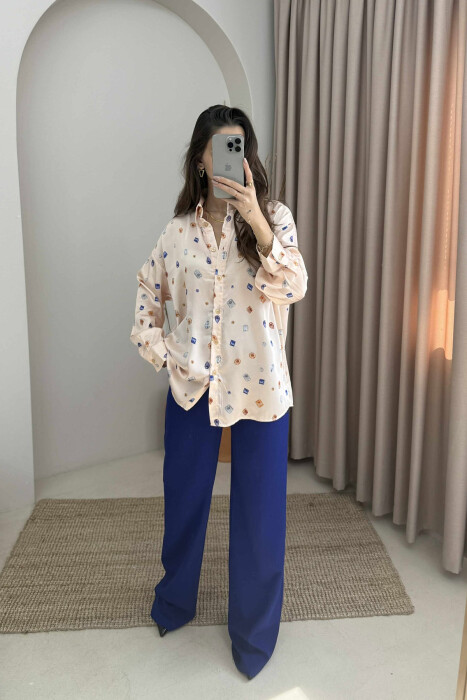 LONG SLEEVE GEMS DESIGN WOMEN SHIRT POWDER/PUDER - 3