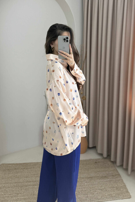 LONG SLEEVE GEMS DESIGN WOMEN SHIRT POWDER/PUDER - 4