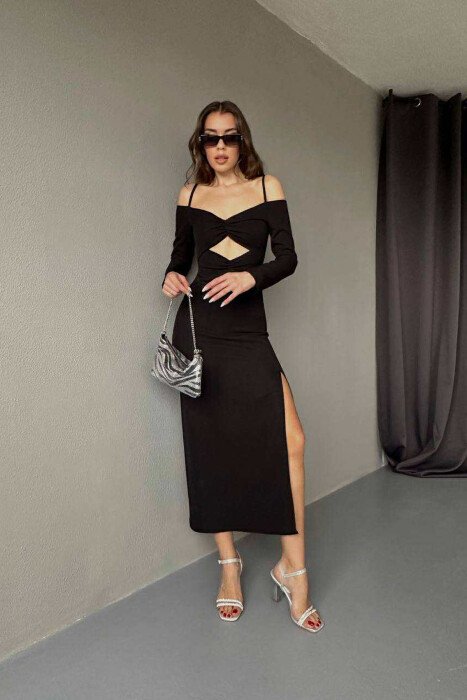 LONG SLEEVE LONG WOMAN DRESS BLACK/ E ZEZE - 1