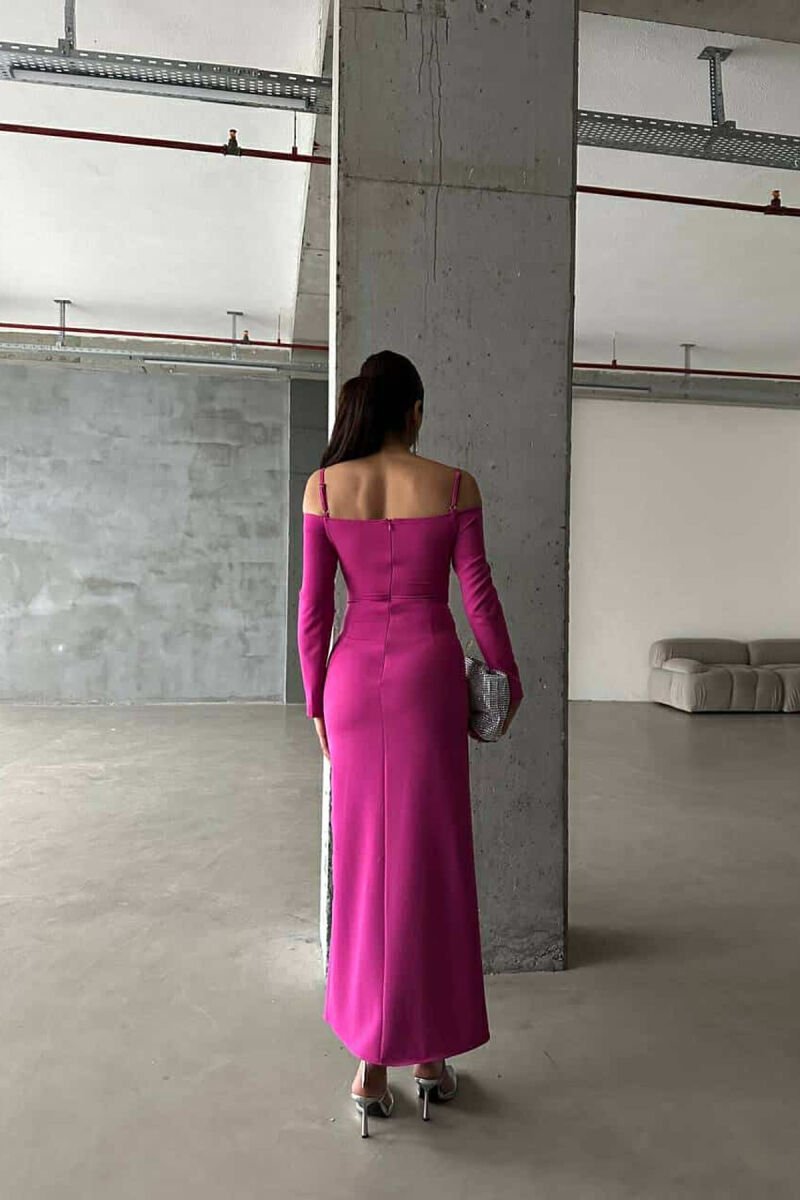 LONG SLEEVE LONG WOMAN DRESS FUCHSIA/CIKLAMI - 3