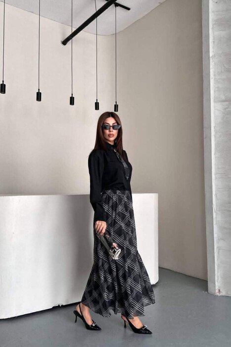LONG SLEEVE SHIRT + SKIRT WOMEN SET BLACK/ E ZEZE - 2