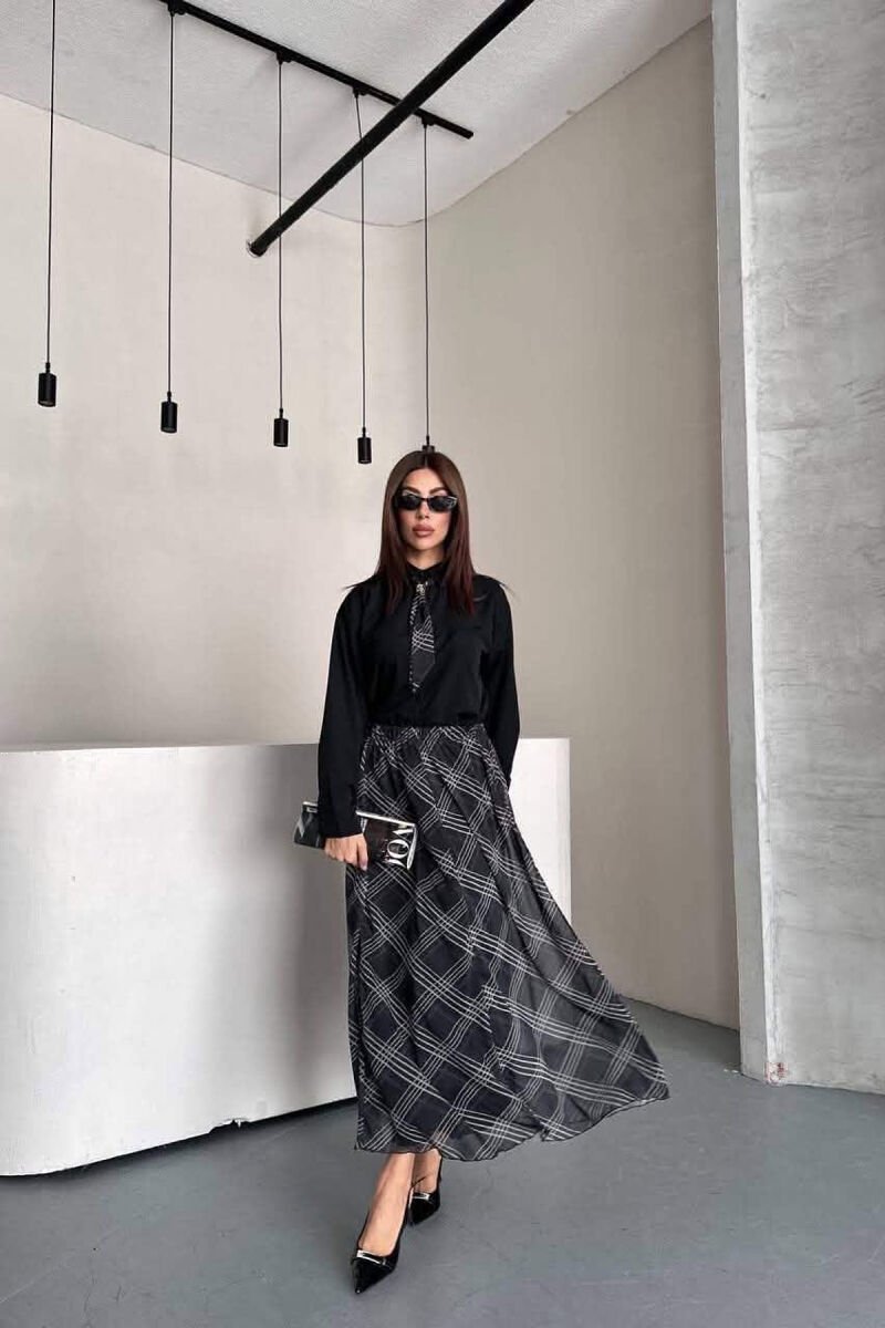 LONG SLEEVE SHIRT + SKIRT WOMEN SET BLACK/ E ZEZE - 3