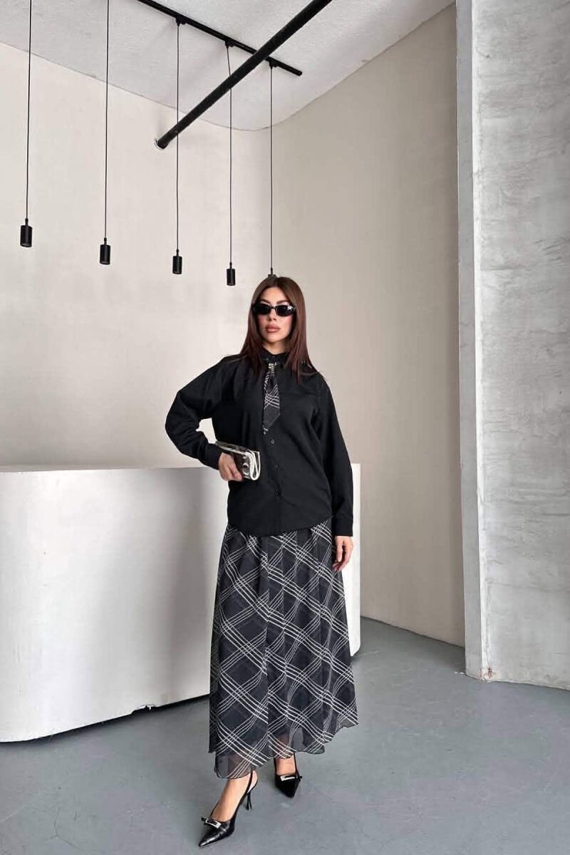 LONG SLEEVE SHIRT + SKIRT WOMEN SET BLACK/ E ZEZE - 7