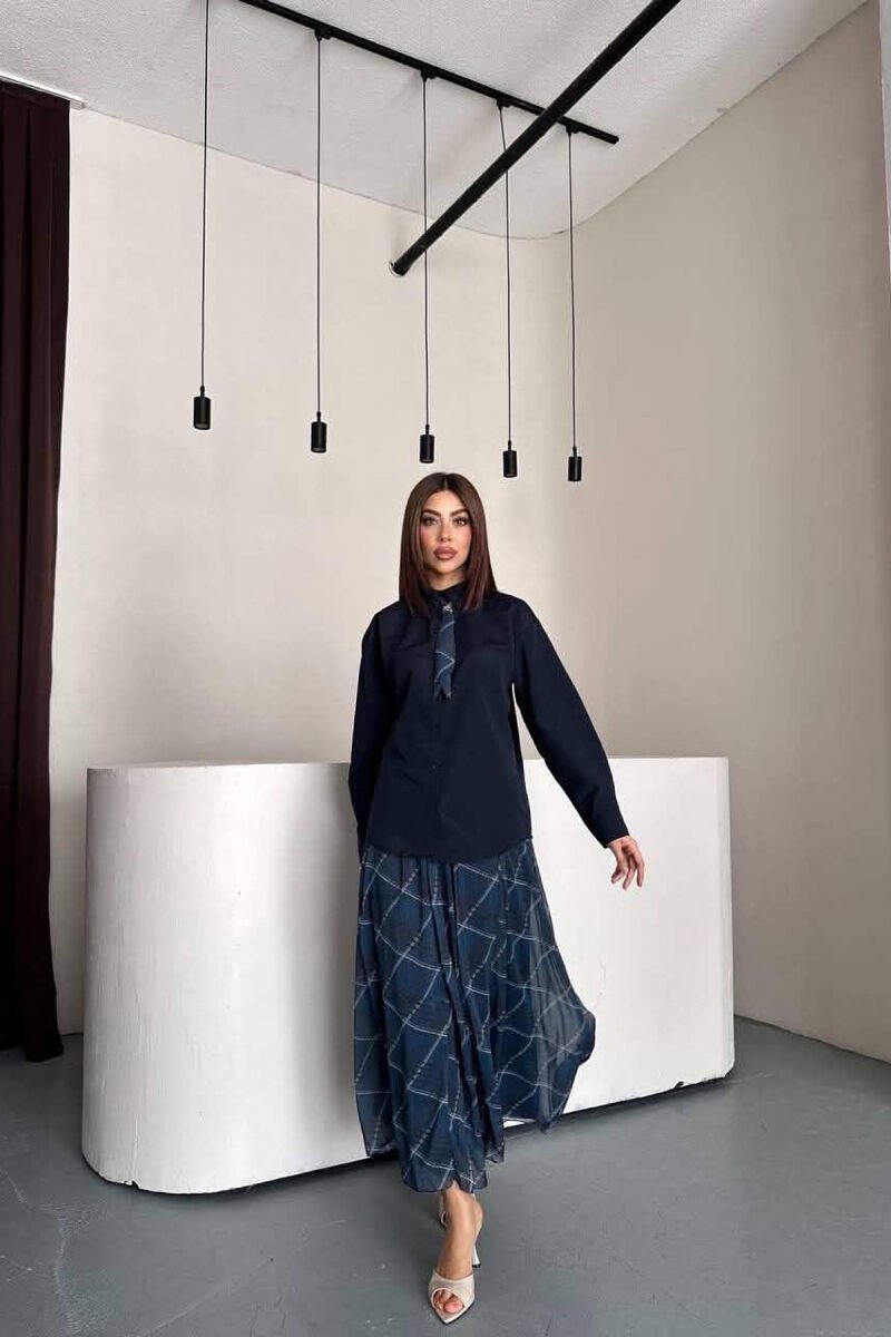 LONG SLEEVE SHIRT + SKIRT WOMEN SET BLUE/BLU - 2
