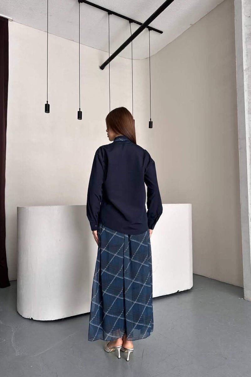 LONG SLEEVE SHIRT + SKIRT WOMEN SET BLUE/BLU - 4