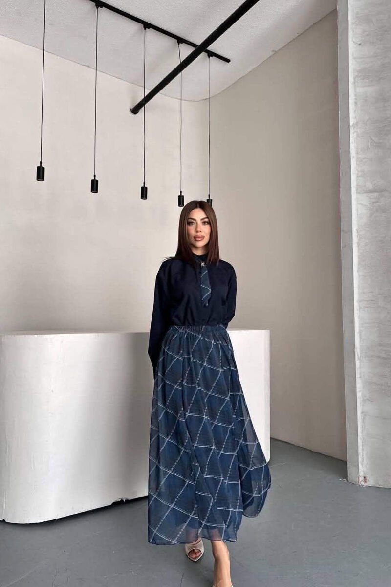 LONG SLEEVE SHIRT + SKIRT WOMEN SET BLUE/BLU - 5