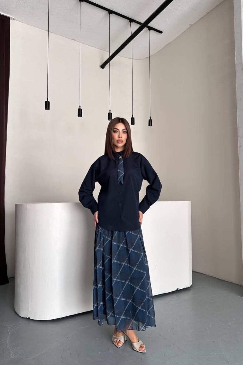 LONG SLEEVE SHIRT + SKIRT WOMEN SET BLUE/BLU - 6