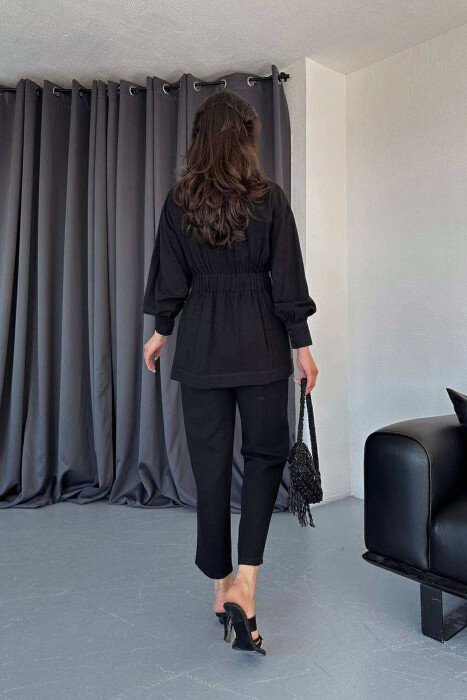 LONG SLEEVE SHIRT+TROUSERS LACING WOMEN SET BLACK/ E ZEZE - 4