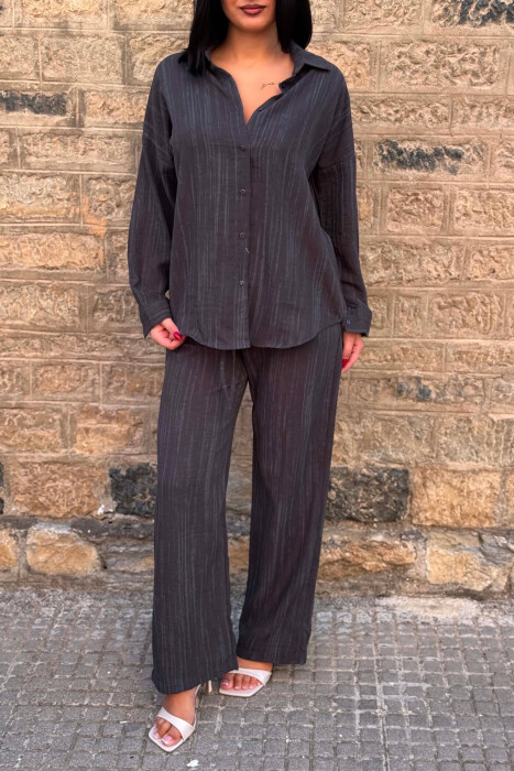LONG SLEEVE SHIRT+TROUSERS WOMEN SET DARK GREY/GEE - 2