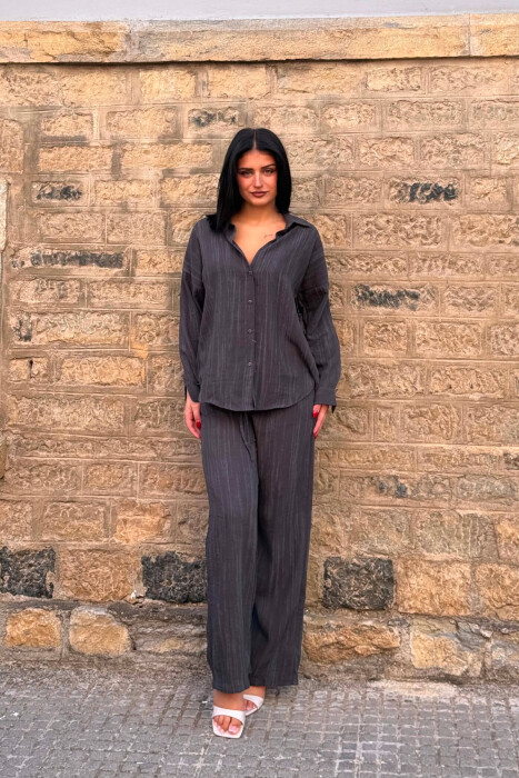 LONG SLEEVE SHIRT+TROUSERS WOMEN SET DARK GREY/GEE - 7