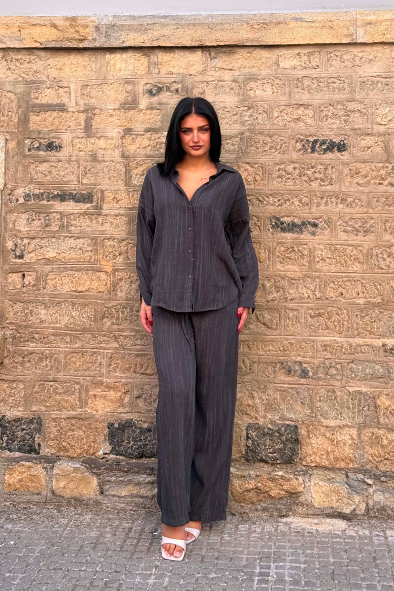 LONG SLEEVE SHIRT+TROUSERS WOMEN SET DARK GREY/GEE - 7