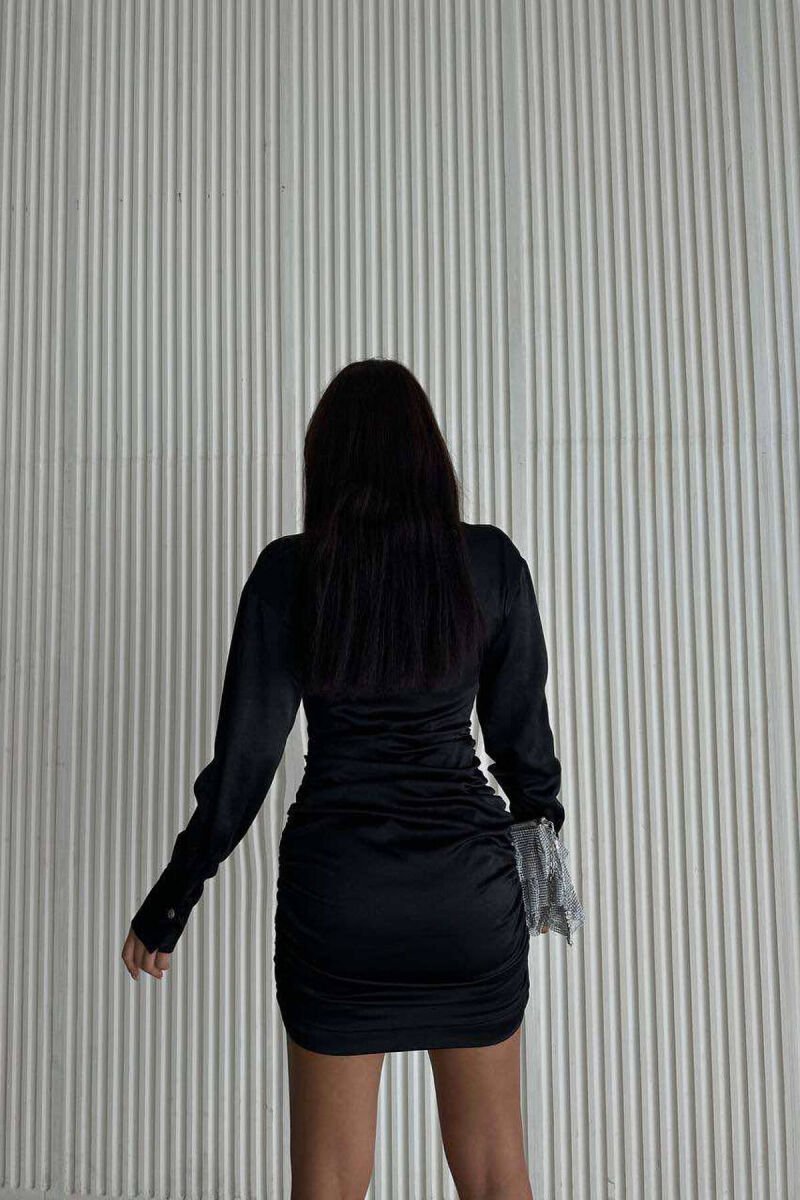 LONG SLEEVE WAVING WOMEN DRESS BLACK/ E ZEZE - 4