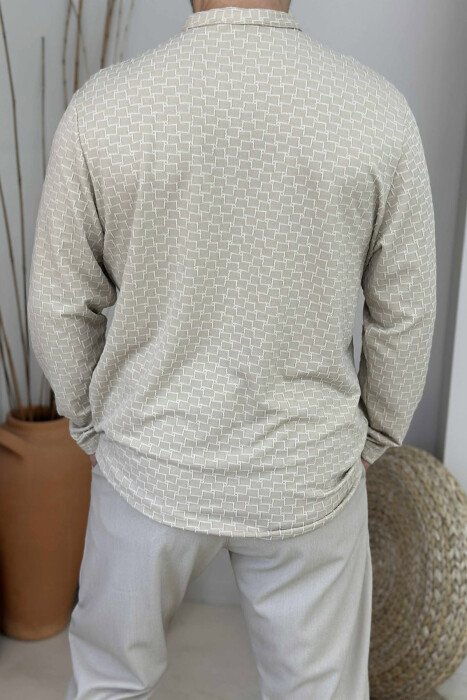 LONG SLEEVES BUTTONS MEN SHIRT BEIGE/BEZHE - 3