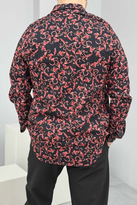 LONG SLEEVES DESIGNED MEN SHIRT BLACK/ E ZEZE - 2