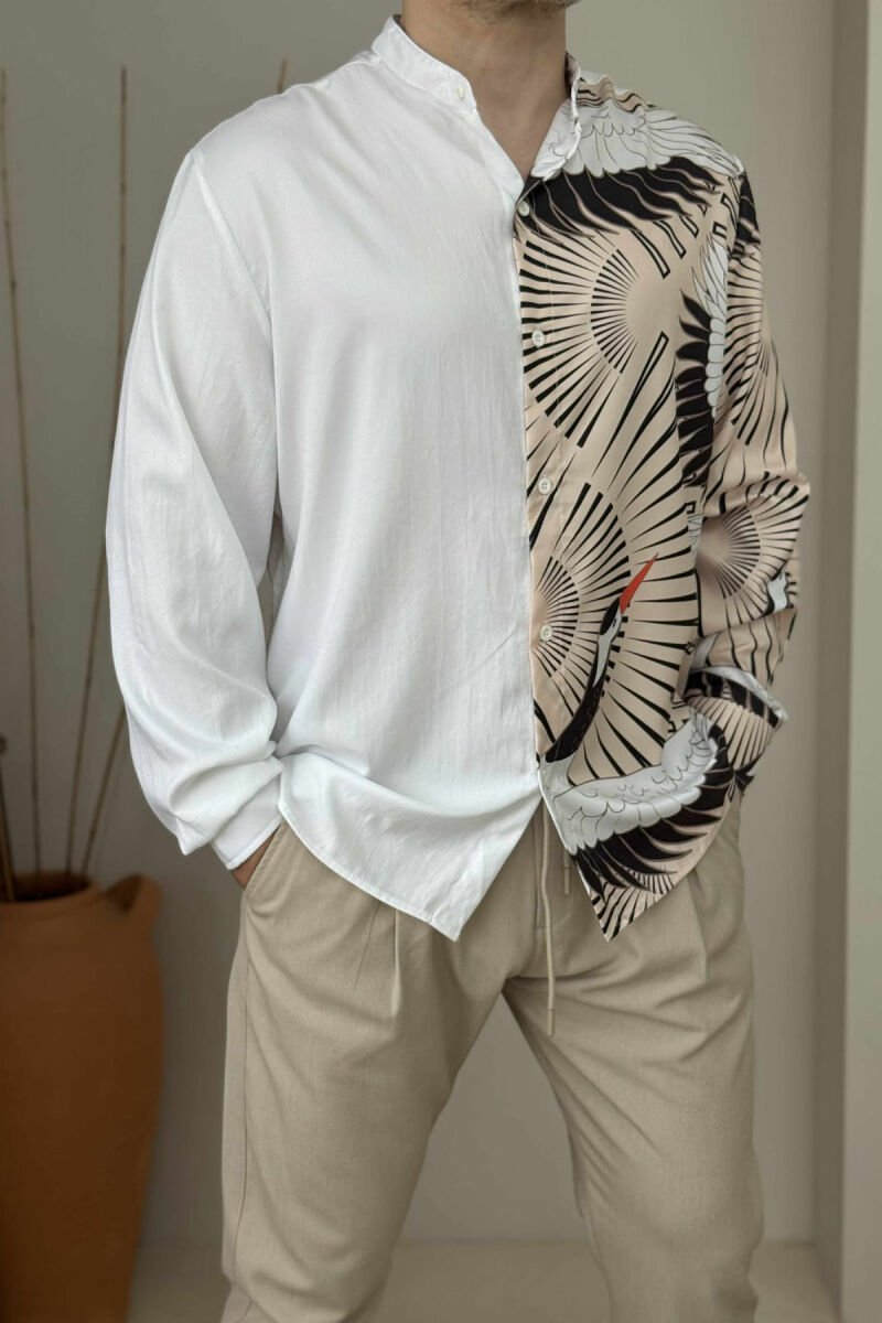 LONG SLEEVES DESIGNED MEN SHIRT WHITE-E BARDHE - 2