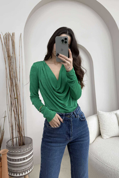 LONG SLEEVES ONE COLOR WOMEN BODY GREEN/JESHILE - 3
