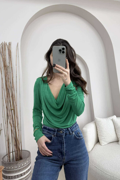 LONG SLEEVES ONE COLOR WOMEN BODY GREEN/JESHILE - 4