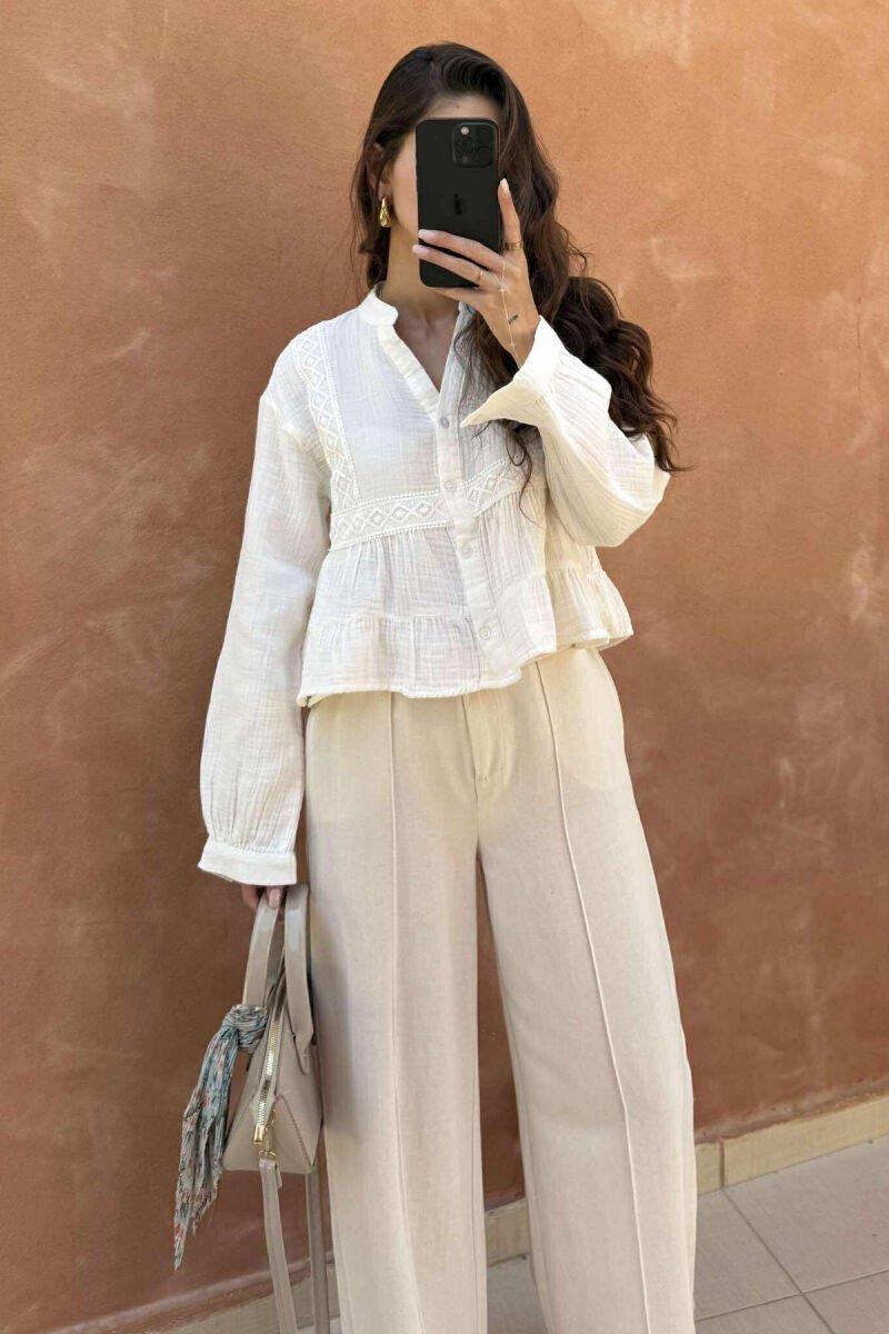 LONG SLEEVES ONE COLOR WOMEN SHIRT WHITE-E BARDHE - 6
