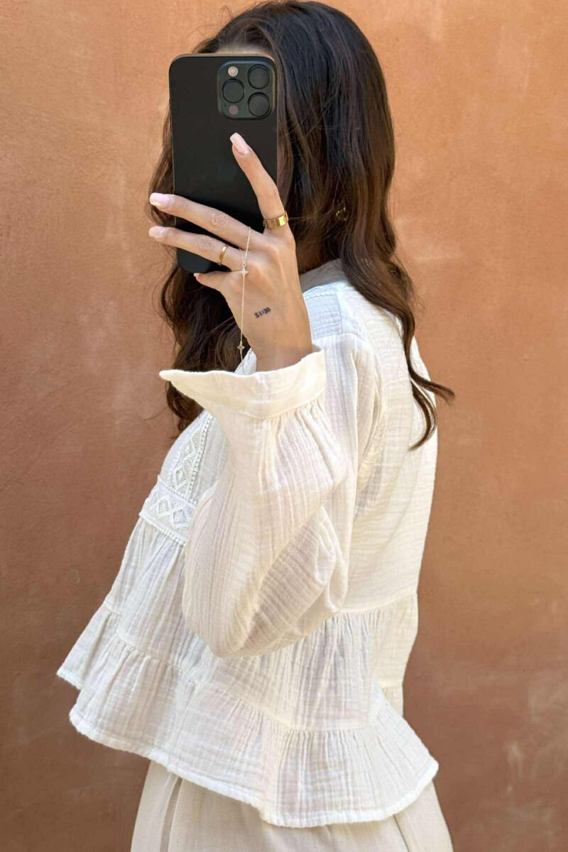 LONG SLEEVES ONE COLOR WOMEN SHIRT WHITE-E BARDHE - 8