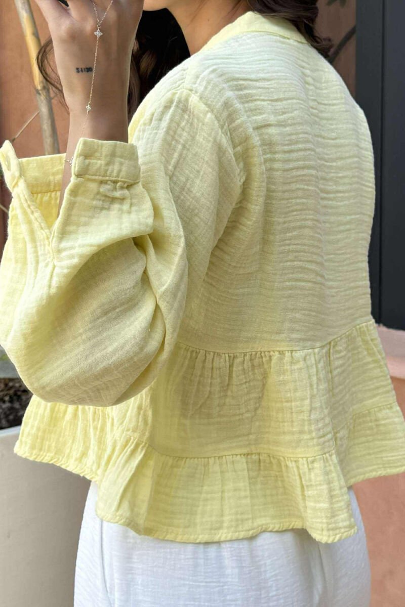 LONG SLEEVES ONE COLOR WOMEN SHIRT YELLOW/E VERDHE - 9