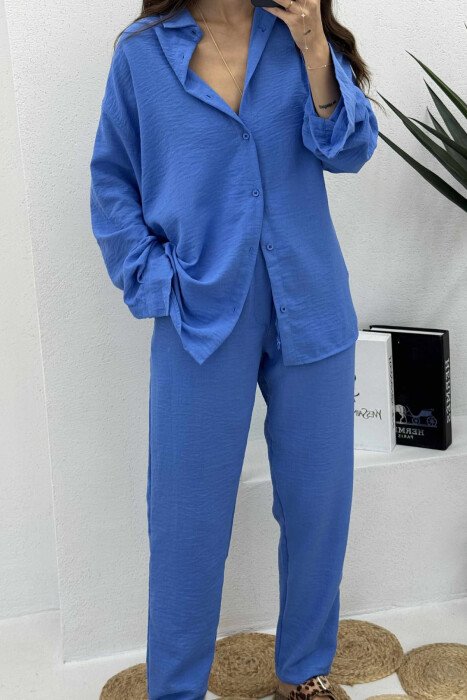 LONG SLEEVES SHIRT+SWEATPANTS WOMEN SET BLUE/BLU - 11