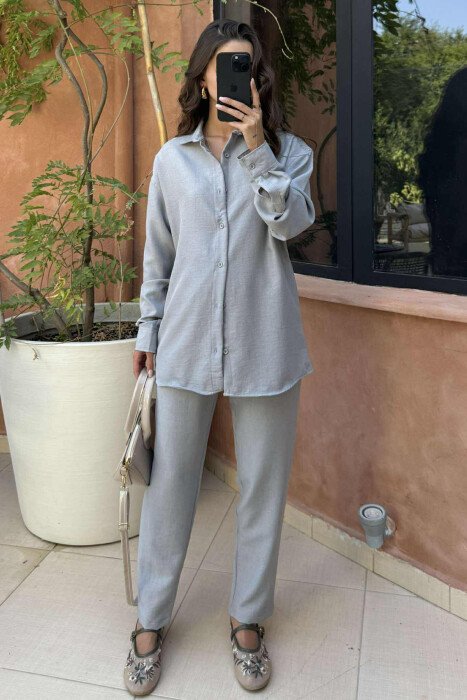 LONG SLEEVES SHIRT+SWEATPANTS WOMEN SET LIGHT GREY/GZ 