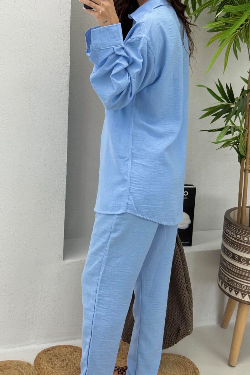 LONG SLEEVES SHIRT+SWEATPANTS WOMEN SET LIGHTBLUE/BZ - 4