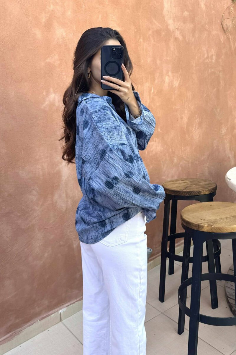 LONG SLEEVES SIMPLE DESIGNED WOMEN SHIRT LIGHTBLUE/BZ - 5