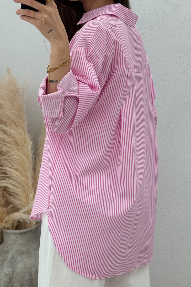 LONG SLEEVES STRIPED WOMEN SHIRT PINK/ROZE - 7