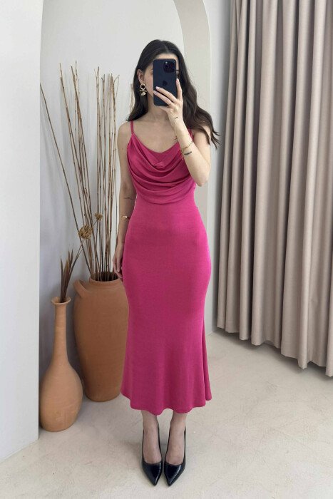 LONG SPARKLE WOMAN DRESS FUCHSIA/CIKLAMI 