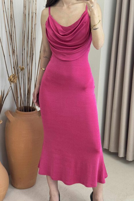 LONG SPARKLE WOMAN DRESS FUCHSIA/CIKLAMI - 5