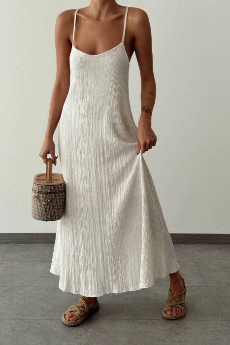 LONG VISKON ONE COLOR DRESS CREAM/KREM - 1