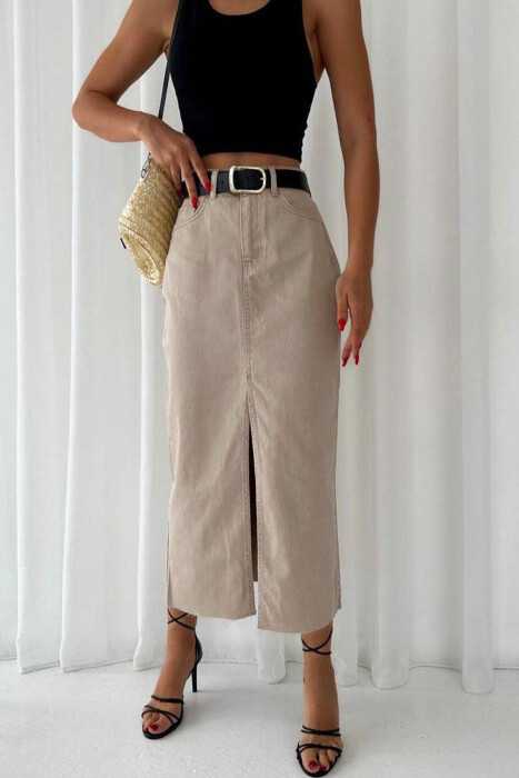 LONG WITH SPLIT WOMAN SKIRT BEIGE/BEZHE - 2