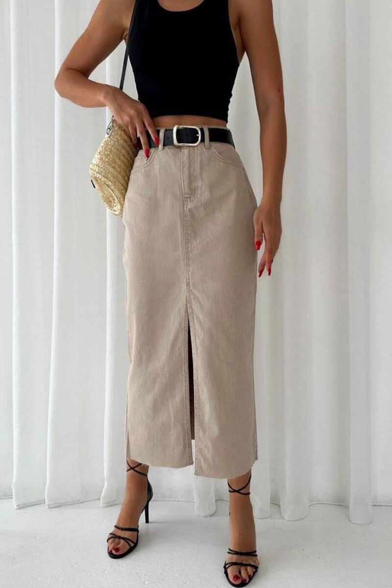LONG WITH SPLIT WOMAN SKIRT BEIGE/BEZHE - 2